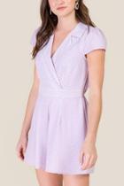 Francesca's Melanie Collared Surplice Romper - Lavender