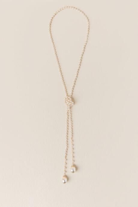 Francesca's Eleanor Pearl Strand Tie Necklace - Pearl
