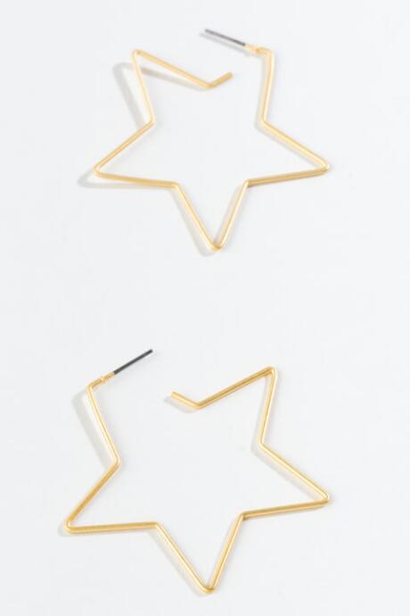 Francesca's Farrah Satin Star Hoops - Gold