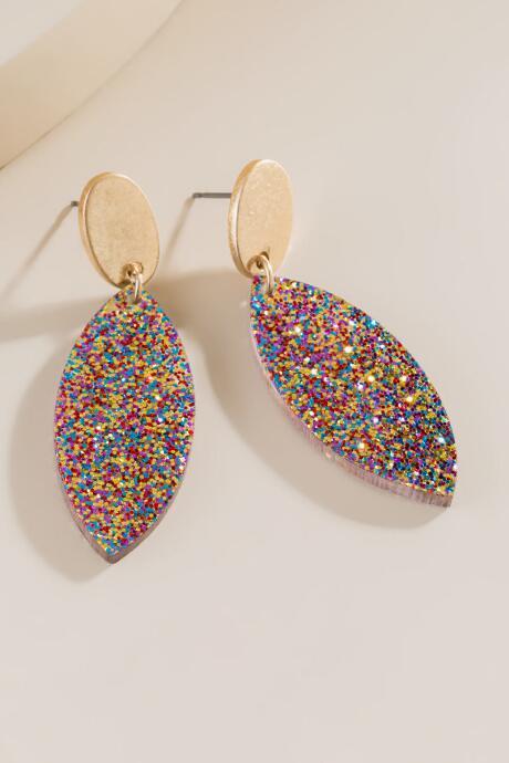 Francesca's Calla Glitter Linear Drop Earrings - Multi
