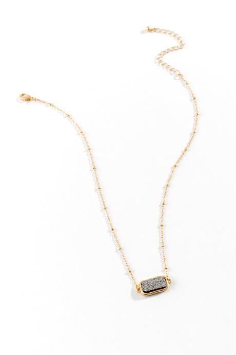 Francesca's Lucia Cz Bar Necklace - Hematite