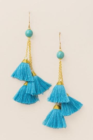 Francesca's Clementine Cluster Tassel Earring In Turquoise - Turquoise