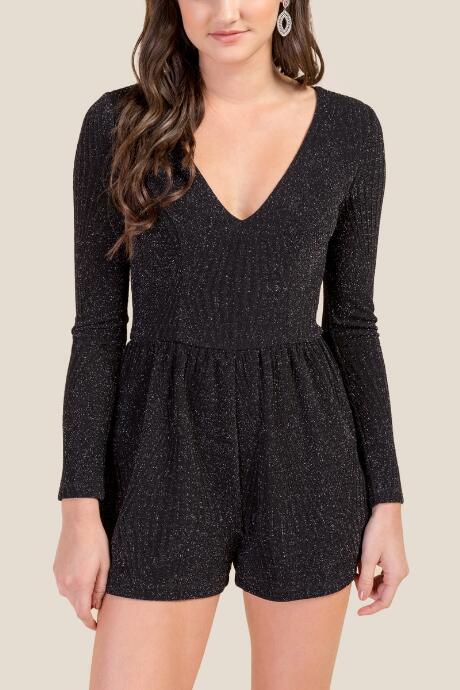 Francesca's Spencer Shimmer And Shine Romper - Black