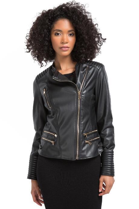Francesca Inchess Fallon Faux Leather Biker Jacket - Black