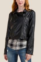 Francesca's Frances Quilted Shoulder Moto Jacket - Black