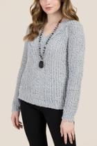 Blue Rain Addie Popcorn Step Hem Pullover Sweater - Gray