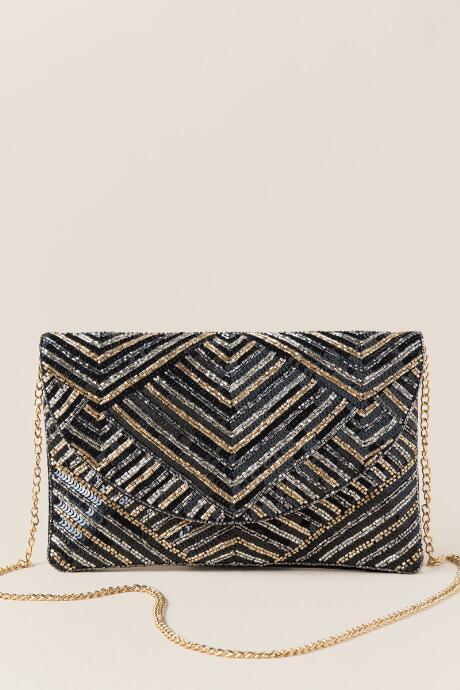 Francesca's Deanna Embellished Crossbody Clutch - Pewter
