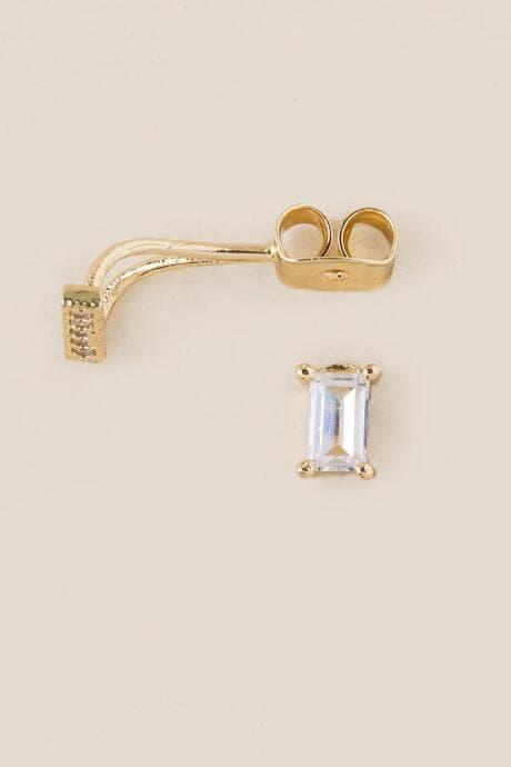 Francesca's Jaida Crystal Baquette Ear Jackets - Crystal
