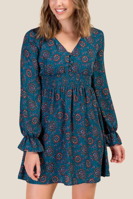 Francesca Inchess Leah Smocked Floral Dress - Pine