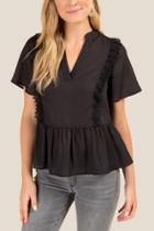Francesca's Rayleigh Lace Detail Blouse - Black