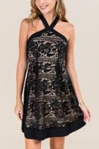 Francescas Alena Y Neck Lace A-line Dress - Black