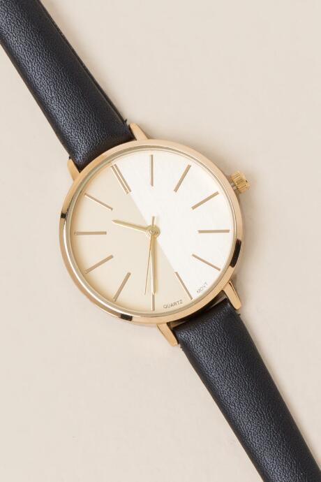 Francesca's Nadine Minimal Two Tone Watch - Black