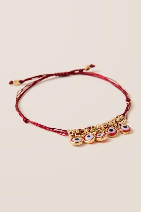 Francesca's Evil Eye Beaded Charm Bracelet - Red