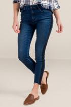 Francesca's Harper Heritage Side Striped Scissor Hem Jeans - Medium Wash