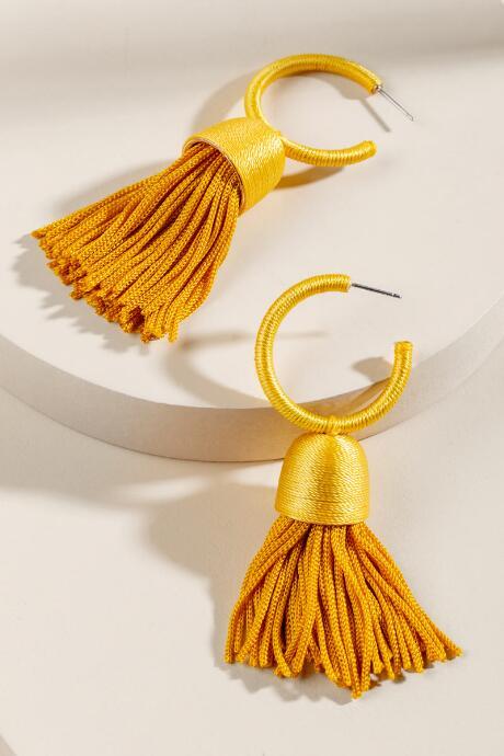 Francesca's Deana Tassel Statement Hoops - Marigold