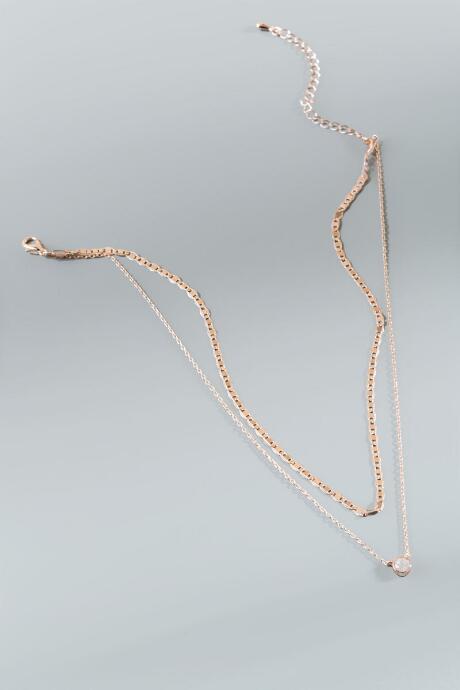 Francesca's Leah Layered Necklace - Rose/gold