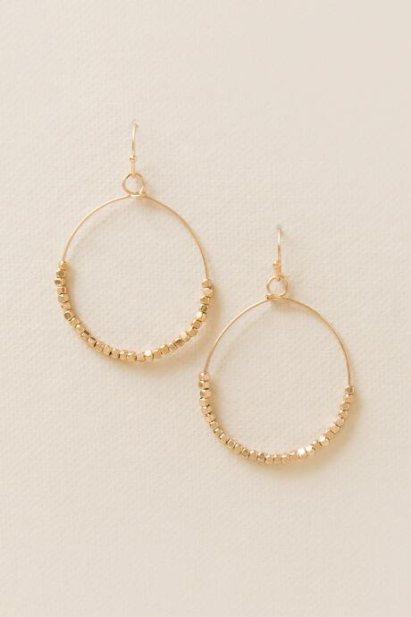 Francesca's Teegan Metal Bead Hoop Earring - Gold