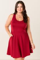 Alya Plus Size Vonda Solid Dress - Burgundy