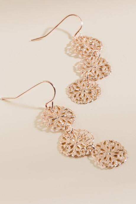 Francesca's Samantha Filigree Linear Flower Earrings - Rose/gold