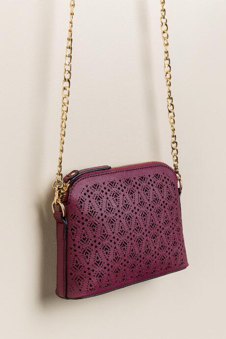 Francesca's Navarro Perforated Crossbody - Burgundy