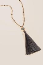 Francesca Inchess Linette Beaded Tassel Pendant - Gray