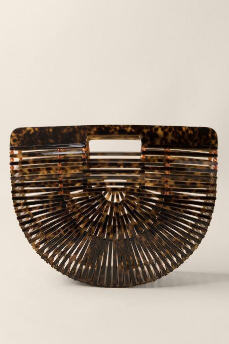 Francesca's Lela Marble Arc Clutch In Tort - Tortoise