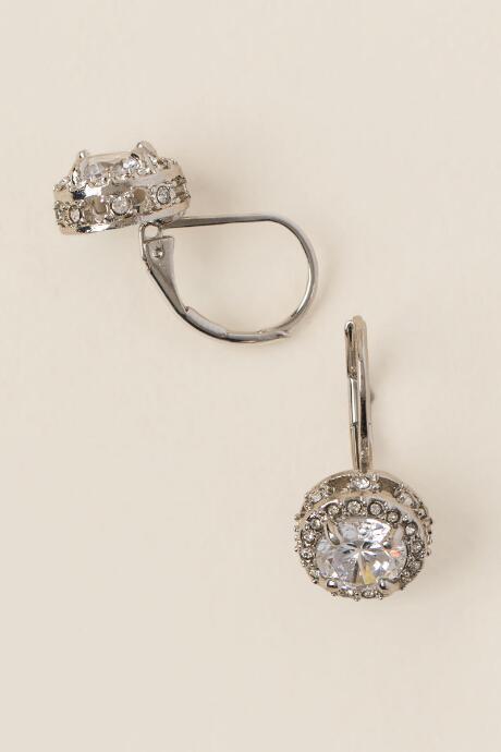 Francesca's Marsha Cubic Zirconia Halo Drop Earring - Crystal