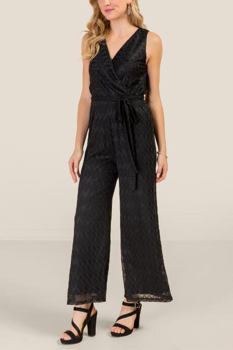 Francesca Inchess Deanna Zig Zag Patterned Jumpsuit - Black