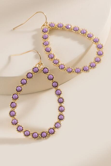 Francesca's Amber Beaded Teardrop Earrings - Lavender