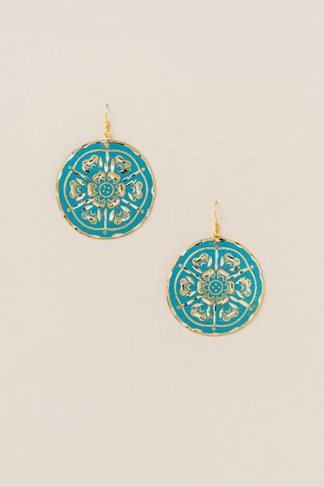 Francesca's Marisol Circle Drop Earring - Turquoise