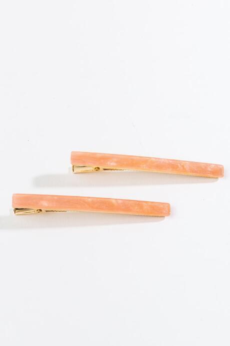 Francesca's Jan 2pk Blush Rectangle Barrettes - Blush