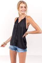 Francesca's Myla Button Tank Top - Black
