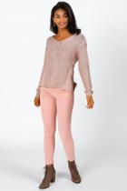 Francesca's Kait Side Cable Sweater - Blush