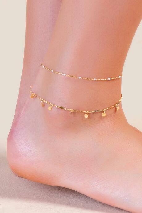 Francesca's Stacie Layered Coin Anklet - White