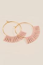 Francesca's Sharla Taupe Fringe Hoop Earrings - Taupe