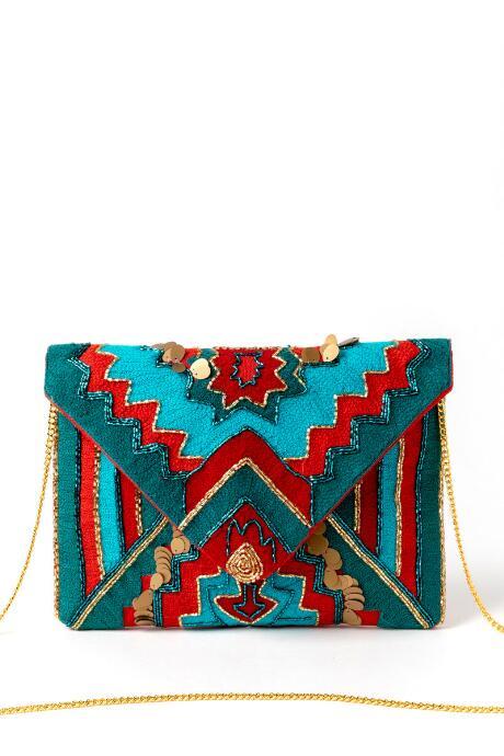 Francesca's Iris Beaded And Embroidered Clutch - Red
