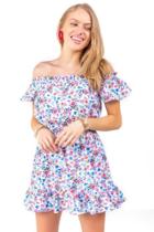 Francesca's Carey Floral Off The Shoulder Dress - White