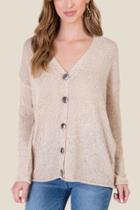 Francesca's Lauren Knit Button Down Cardigan - Sand