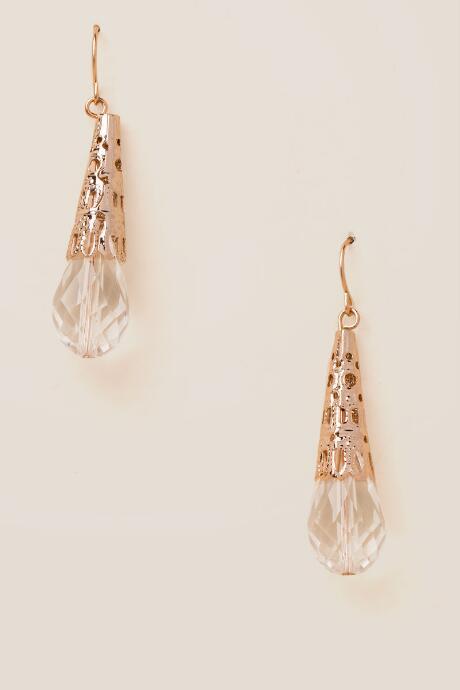 Francesca's Oriela Glass Drop Earrings - Rose/gold