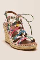 Francesca Inchess Hula Lace Up Floral Wedge - Multi