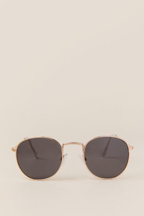 Francesca's Trinity Rounded Aviator Sunglasses - Gold