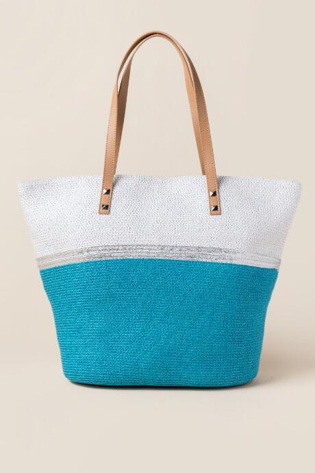 Francesca's Marcy Colorblock Beach Tote - Blue