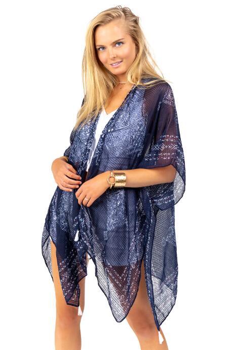 Francesca's Medallion Pattern And Multi Color Tassels Kimono - Ivory