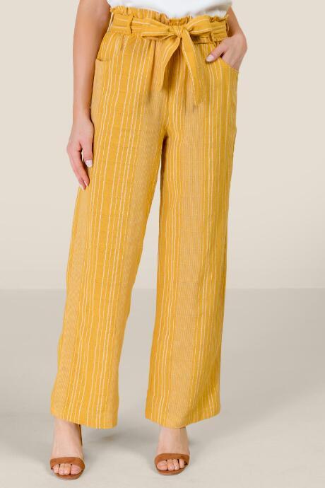 Francesca's Lucia Tie Front Palazzo Pants - Sunshine