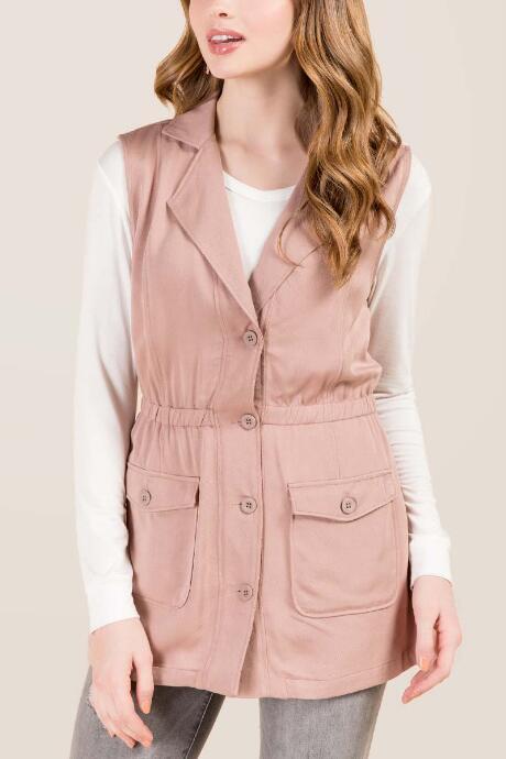 Francesca's Ruby Tie Side Tencel Vest - Mauve
