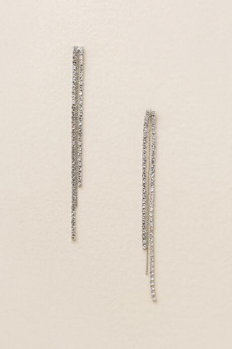 Francesca's Perla Crystal Linear Drop Earring - Crystal