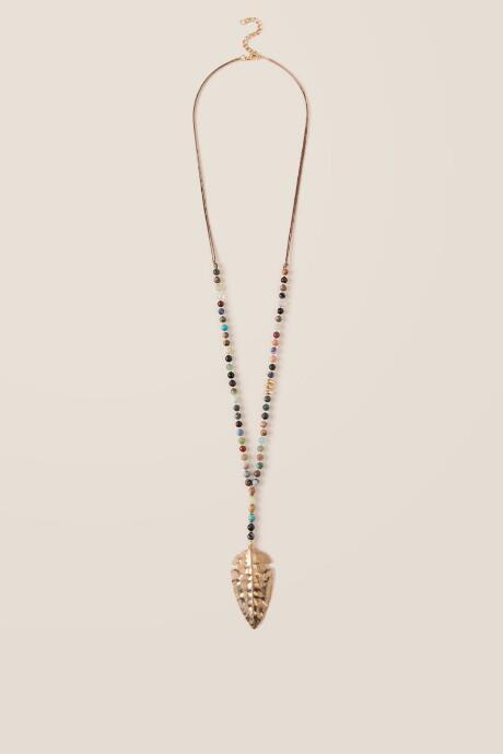 Francesca's Autumn Beaded Arrow Necklace - Multi