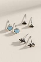 Francesca's Harlow Mixed Shape Stud Earring Set - Silver
