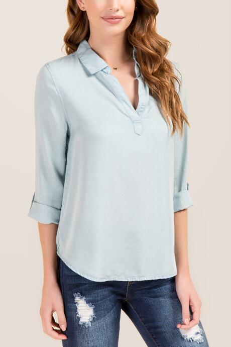 Francesca Inchess Nicola Pleated Front Back Button Top - Lite