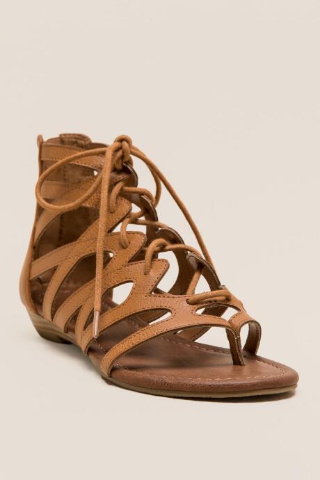Francescas Santo Lace Up Gladiator Sandal - Natural